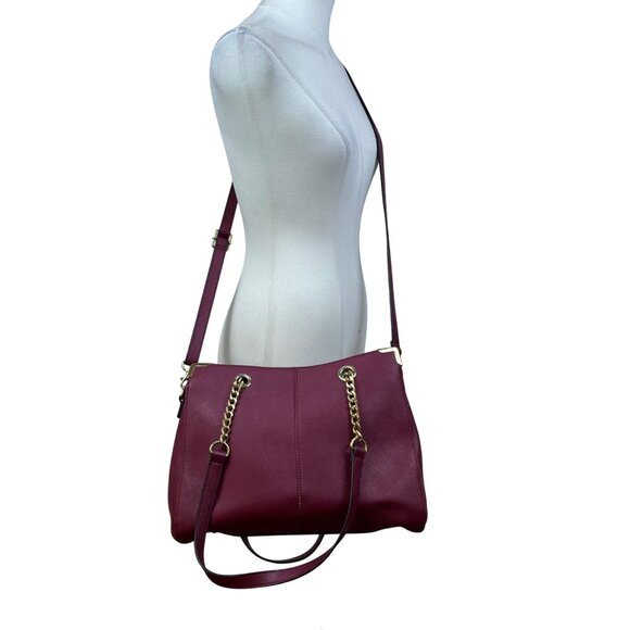 Wilsons Leather Women’s Red Burgundy Faux Leather Chain Strap Shoulder Bag - Picture 8 of 12